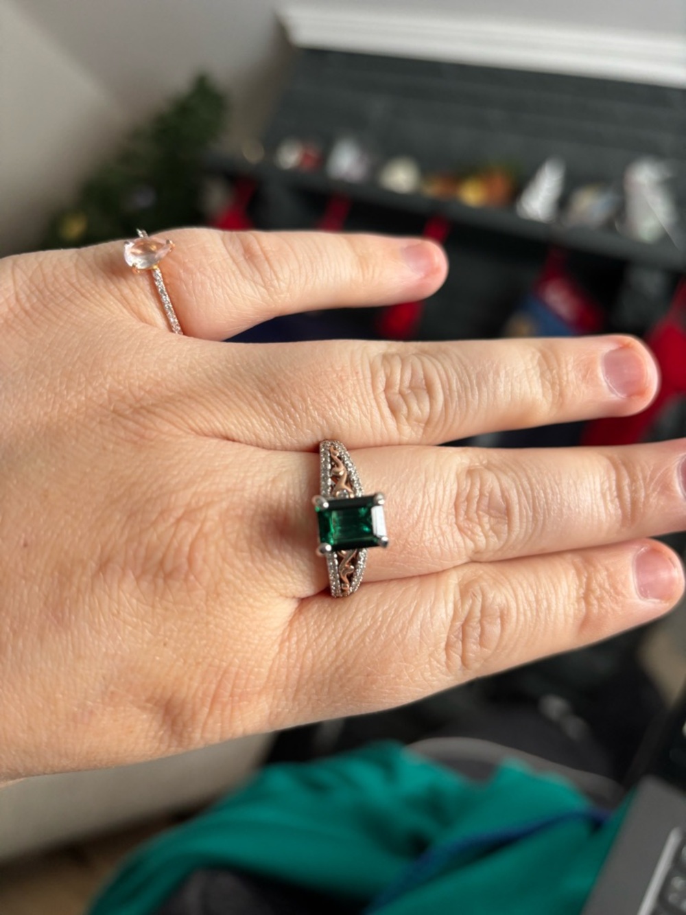 Custom built Lab Emerald Filigree Ring - Women Jewelry